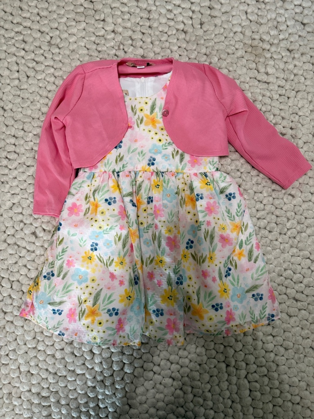 Purple Rose Pink Bolero with Floral A-line Dress-2T